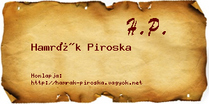 Hamrák Piroska névjegykártya